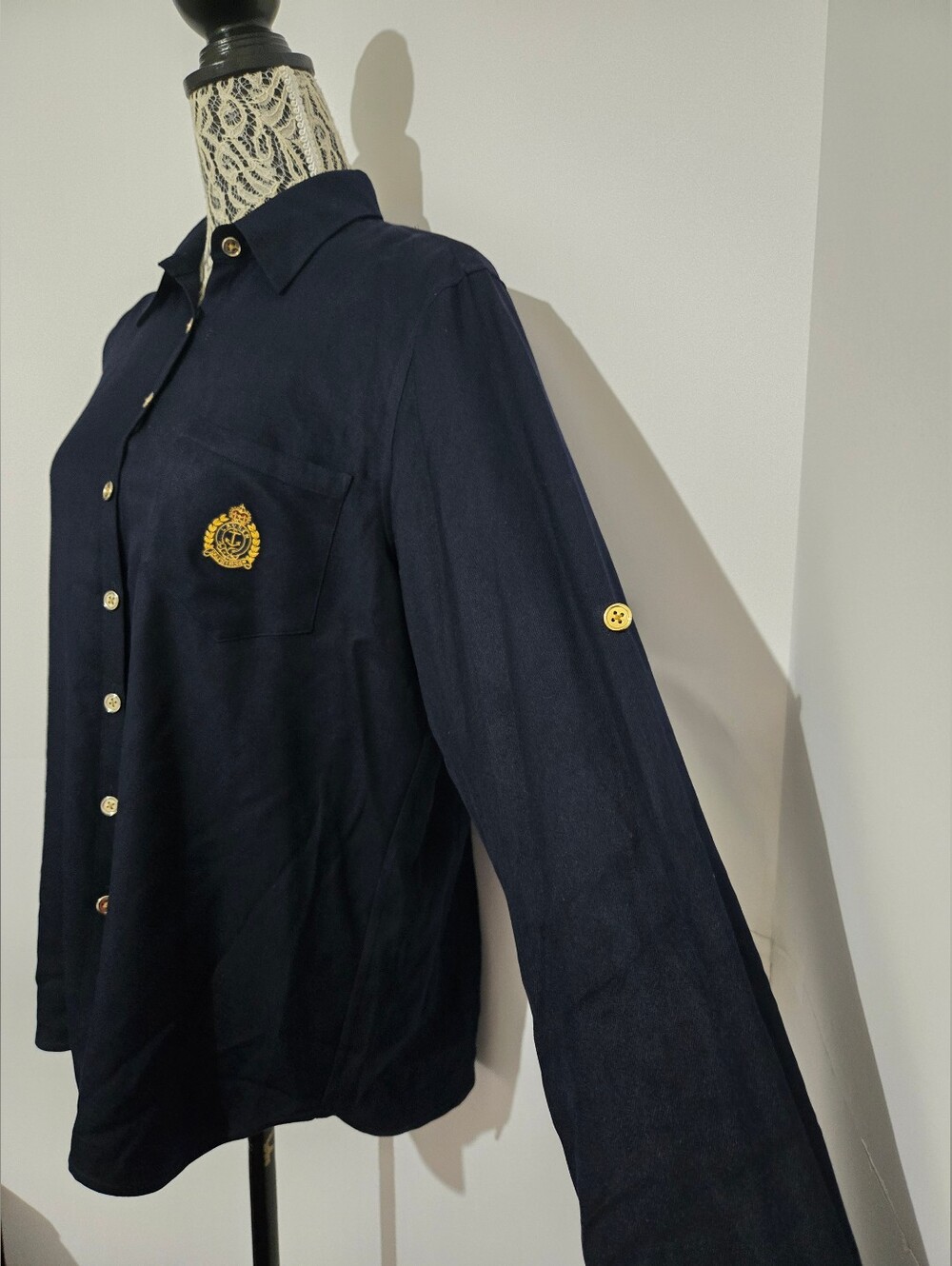 Ralph Lauren Navy Top with Green Label Detail - Picture 4 of 9